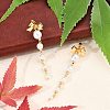 Brass ABS Plastic Pearl Tassel Stud Earrings EJEW-U040-13G-3