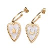 Heart 304 Stainless Steel Shell Stud Earrings EJEW-L283-016G-1