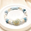 Handmade Porcelain Beads & Synthetic Howlite Beads Stretch Bracelets for Women BJEW-D307-01B-4