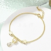 Brass Micro Pave Clear Cubic Zirconia Charm Bracelets for Women BJEW-C083-06G-2