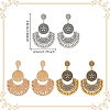 ANATTASOUL 3 Pairs 3Colors Alloy Moon with Flower Chandelier Earrings EJEW-AN0003-88-2