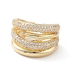 Clear Cubic Zirconia Flower Open Cuff Ring LS-RJEW-C056-10G-2