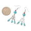 Tibetan Style Alloy Synthetic Turquoise Flower Dangle Earrings EJEW-JE06575-2-4