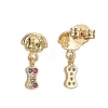 Brass Micro Pave Cubic Zirconia Puppy Dangle Stud Earrings EJEW-L224-41G-2