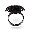 Adjustable Rhombus Alloy & Iron Bezel Cup Ring Base with Rotatable Tray MAK-T012-02AB-3