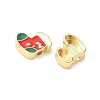 Christmas Brass Enamel Beads KK-I474-G25-2