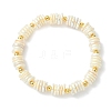 Electroplated Shell Pearl & Brass Beaded Stretch Bracelets for Women BJEW-JB13996-3