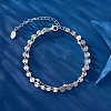 Rhodium Plated 925 Sterling Silver Satellite & Flat Round Link Chains Double-Layer Multi-strand Bracelet STER-M116-09P-2