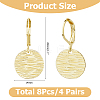 4 Pairs Brass Textured Flat Round Leverback Earrings EJEW-HS0001-22G-2