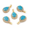 Golden Plated Brass Micro Pave Clear Cubic Zirconia Pendants ZIRC-F123-01E-1