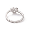 Clear Cubic Zirconia Heart Open Cuff Ring RJEW-H127-11P-3