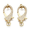 Brass Micro Pave Clear Cubic Zirconia Lobster Claw Clasps X-KK-Q769-035-NF-1