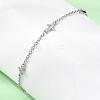 Brass Micro Pave Clear Cubic Zirconia Star Link Chain Bracelets KK-CBAED06-05P-3