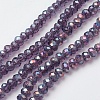 Electroplate Glass Beads Strands X-EGLA-F124-FR-B08-1