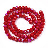 Electroplate Opaque Solid Color Glass Beads Strands EGLA-A034-P6mm-L21-3