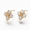 Brass Clear Cubic Zirconia Stud Earring Findings ZIRC-Q021-077G-NF-2