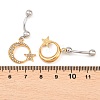 316 Stainless Steel Crystal Rhinestone Curved Barbell Dangle Belly Rings AJEW-C044-04-5