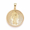 Rack Plating Brass Micro Pave Clear Cubic Zirconia Pendants KK-M229-01G-2