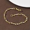 Brass Micro Pave Clear Cubic Zirconia Heart & Twist Link Chain Bracelets for Women BJEW-G764-06G-3
