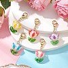 Flower Glass Seed Beaded Pendant Decorations HJEW-MZ00163-2