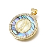 Brass Micro Pave Clear Cubic Zirconia Pendants CU-CBAF50C-01A-G-2
