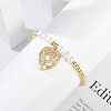 Brass Micro Pave Cubic Zirconia Charm Bracelets for Women BJEW-M050-02G-03-3