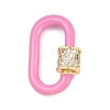 Oval Brass Micro Pave Clear Cubic Zirconia Screw Carabiner Clasps KK-B167-01A-02G-1