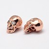 Skull Brass Micro Pave Cubic Zirconia Beads ZIRC-F018-02M-2