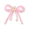 Glass Seed Beaded Bowknot with Heart Pendants PALLOY-MZ01162-01-1