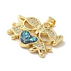 Rack Plating Brass Micro Pave Cubic Zirconia with Synthetic Opal Pendants KK-D088-15G-3