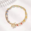 304 Stainless Steel Paperclip Chain & Glass Beads Link Chain Multi-strand Bracelets for Women BJEW-JB13557-1