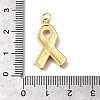 October Breast Cancer Pink Awareness Ribbon Brass Enamel Pendants KK-S517-04H-G-3