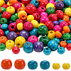 800pcs 3 Styles Dyed Natural Wood Beads WOOD-PA0001-23-7