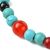 Synthetic Turquoise & Natural Black Onyx & Natural & Dyed Malaysia Jade & Natural Carnelian Stretch Bracelets BJEW-JB11474-01-3