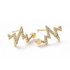 Clear Cubic Zirconia Heart Beat Stud Earrings EJEW-C040-01G-2