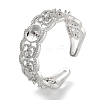 Rack Plating Heart Brass Micro Pave Cubic Zirconia Open Cuff Ring Settings KK-Z071-26P-1