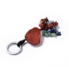 Natural Red Jasper Nugget with Mixed Gemstone Chips Tassel Keychains KEYC-P012-02P-07-3