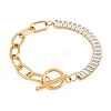 304 Stainless Steel Pave Clear Cubic Zirconia Link Bracelets BJEW-D460-10G-5