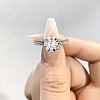 Rhodium Plated 925 Sterling Silver Pave 8.2x4.9mm Moissanite Finger Rings for Women WG36A3D-09-3