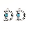 Synthetic Turquoise & Alloy Pendants PALLOY-H146-01AS-D-1