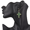 304 Stainless Steel Glass Seeds Cross Dangle Earrings EJEW-MZ00506-07-3