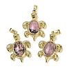 Natural Rhodonite & Brass Pendants KK-F887-01G-07-1