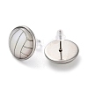 Sport Balls Glass & 304 Stainless Steel Stud Earrings for Women EJEW-H005-01P-07-2