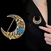 Moon Zinc Alloy Rhinestone Brooches PW-WGA4F50-01-4