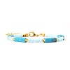 Bohemian Dyed Synthetic Imperial Jasper Cuboid and Glass Beaded Bracelets with 304 Stainless Steel End Chains PX2979-5-1