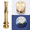 Golden Tone Brass Wax Seal Stamp Head with Bamboo Stick Shaped Handle STAM-K001-05G-X-1