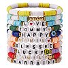 10Pcs 10 Style Encourage Word Polymer Clay Heishi Surfer Stretch Bracelets Set with Heart BJEW-SW00041-1