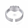 Non-Tarnish 304 Stainless Steel Heart Cuff Ring RJEW-T023-61P-2