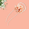 1Pc Retro Cloth Rose Flower Waxed Cord Wrap Choker Necklaces for Women NJEW-CP0001-05D-6