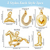 10Pcs 5 Styles Brass Pendants KK-AR0004-66-2